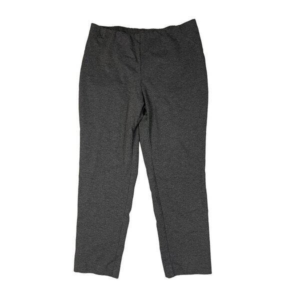 J Jill Ponte Slim Leg Knit Pants Large Pull On Gray Elastic Waist - Picture 1 of 8